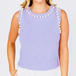 Endless Rose Knit Sleeveless Top Pearl Embellished Lilac
Size med NWT